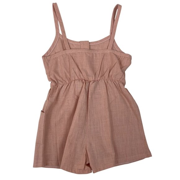 Girls Sleeveless Button-Front Romper With Bow Detail Size 3T - Picture 2 of 4